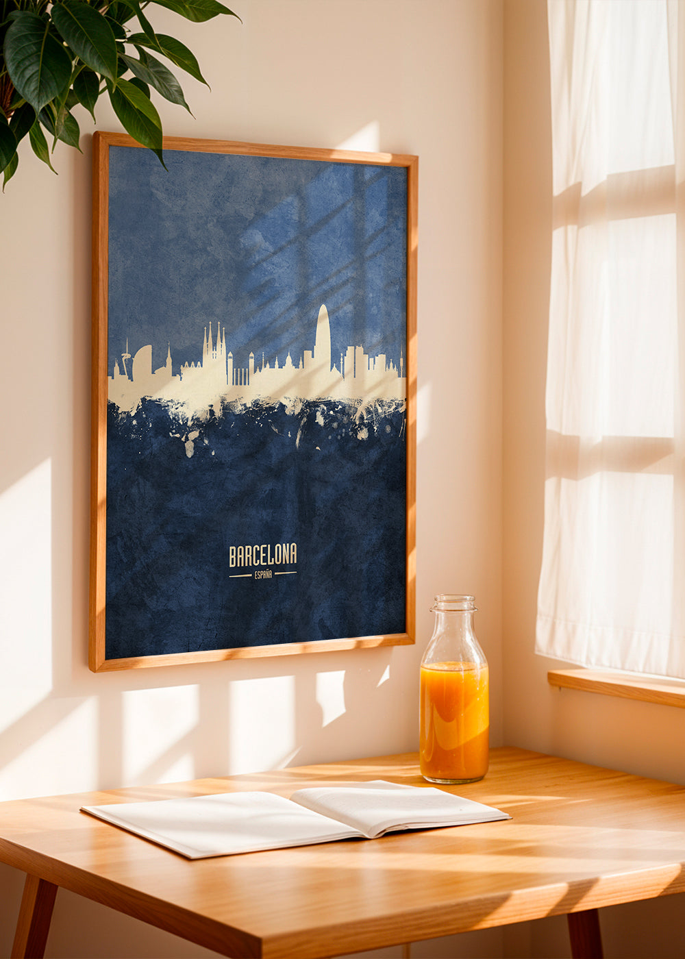 Barcelona Skyline Azul