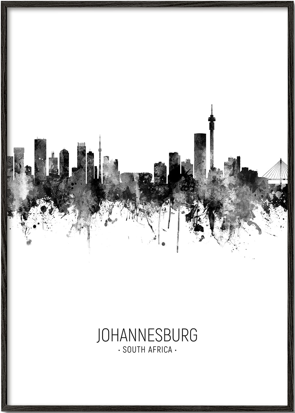 Johannesburg Skyline blanco y negro