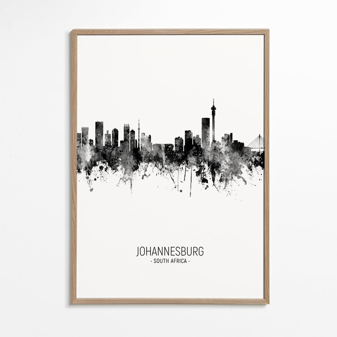 Johannesburg Skyline blanco y negro