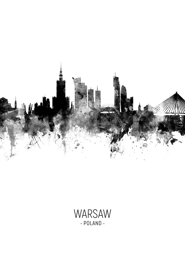 Warsaw Skyline blanco y negro