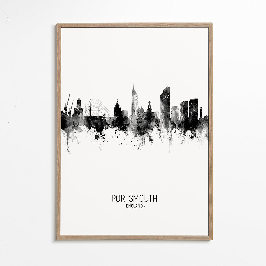 Portsmouth Skyline blanco y negro