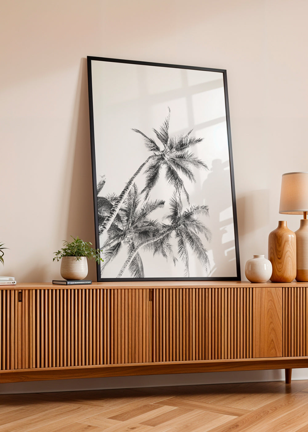 Beach Palm trees Black & White