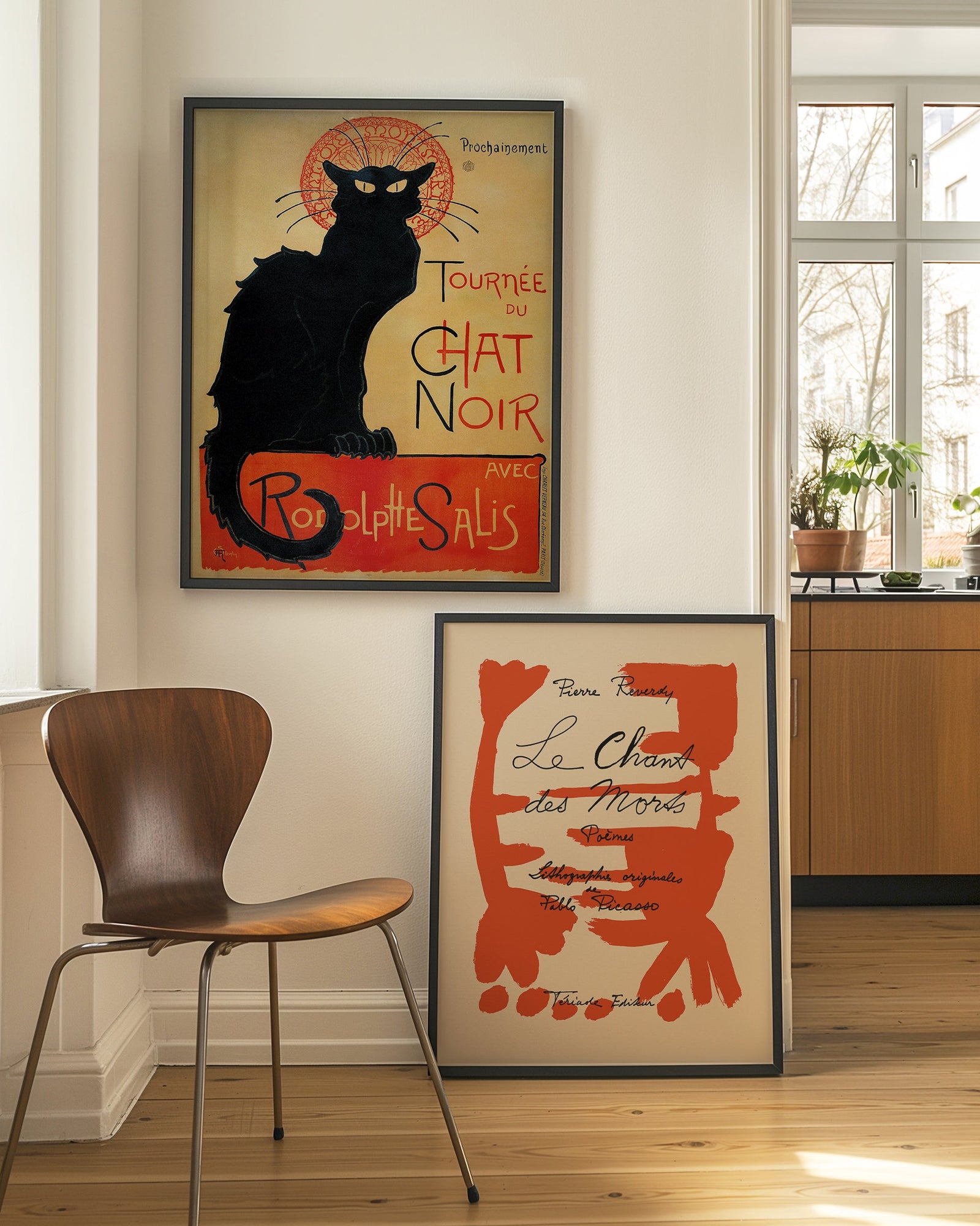 Stampa artistica da parete su tela, motivo gatto nero, con cornice vintage floreale, animale nero, pronto da appendere, poster da parete Stampa artistica da parete su tela, motivo gatto nero, con cornice vintage floreale, animale nero, pronto da appendere, poster da parete