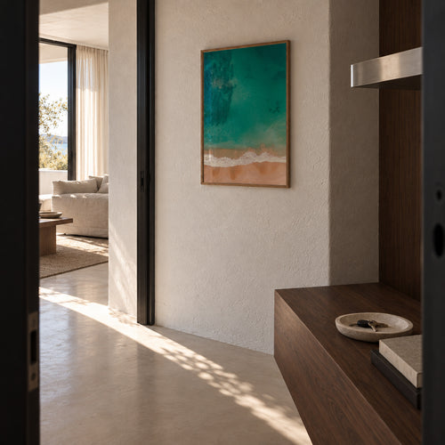 Seaside airview - Framed poster in an interior