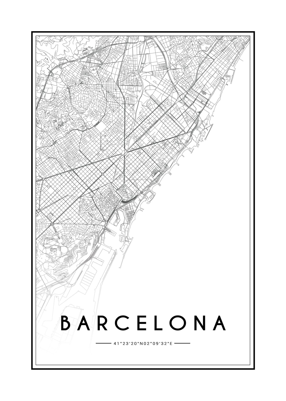 Barcelona map - Unframed art print