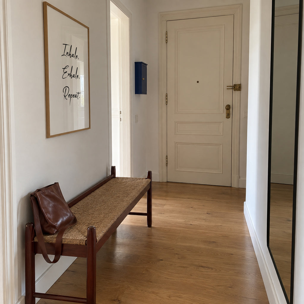 Inhale, Exhale, Repeat - Framed poster in an interior