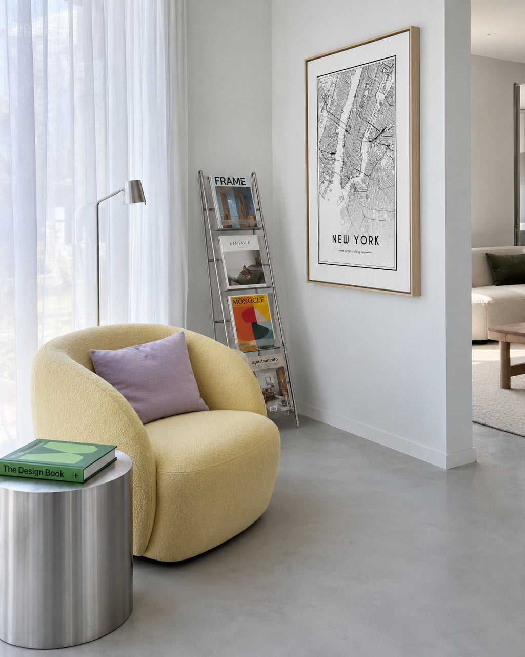 New York map - Framed canvas in an interior