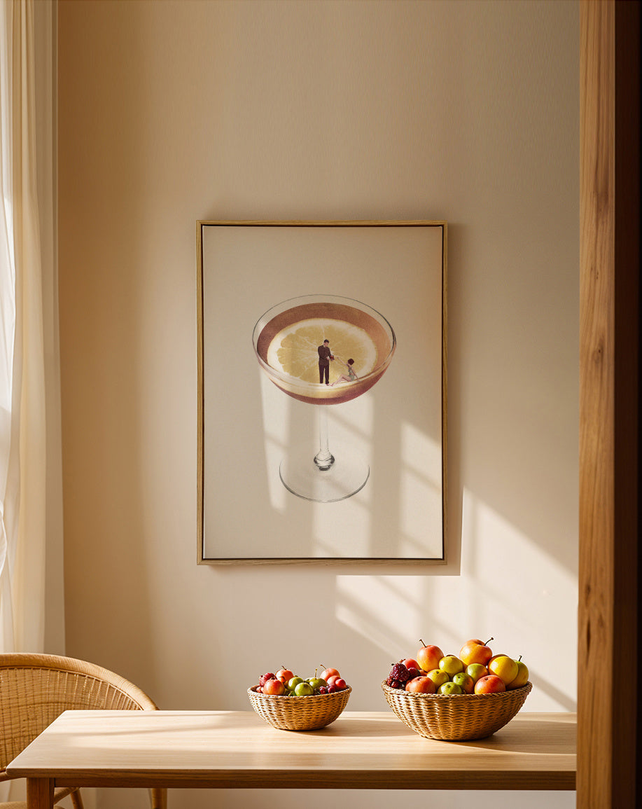 My drink needs a drink - Framed canvas in an interior