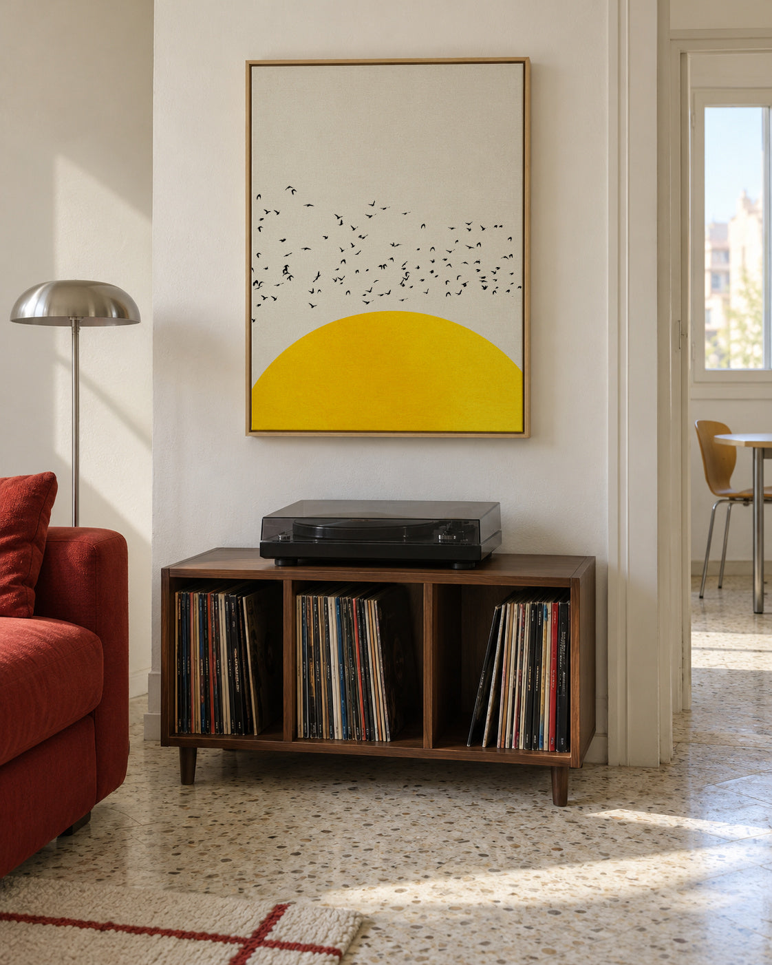 A thousand birds - Framed canvas in an interior