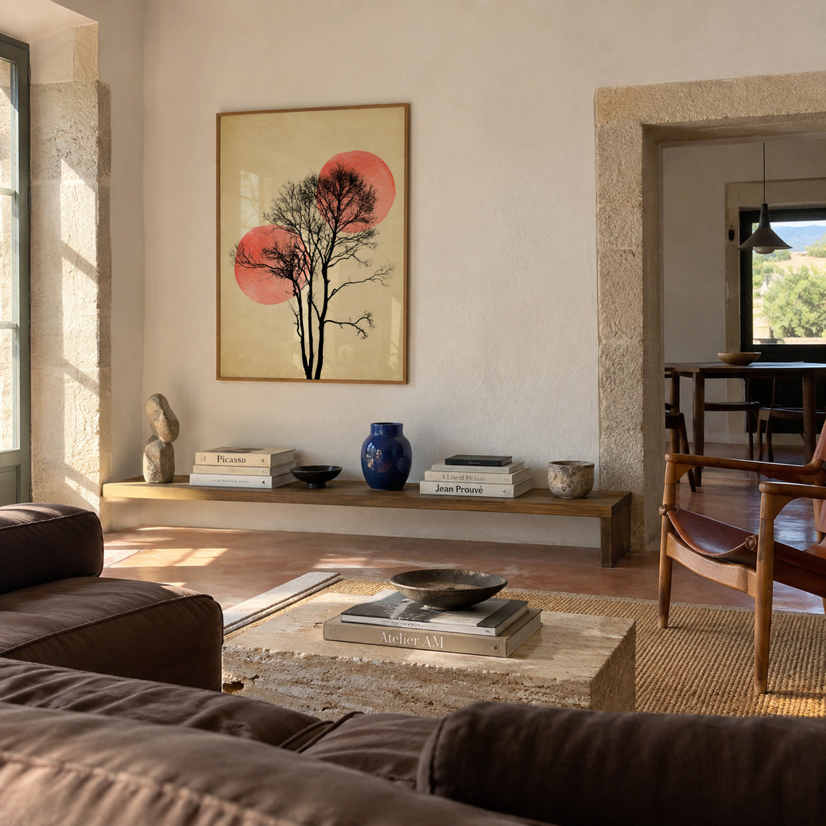 Sun and moon hiding - Framed poster in an interior