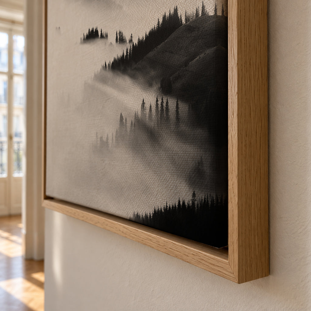 Morning sun BW - Framed canvas detail