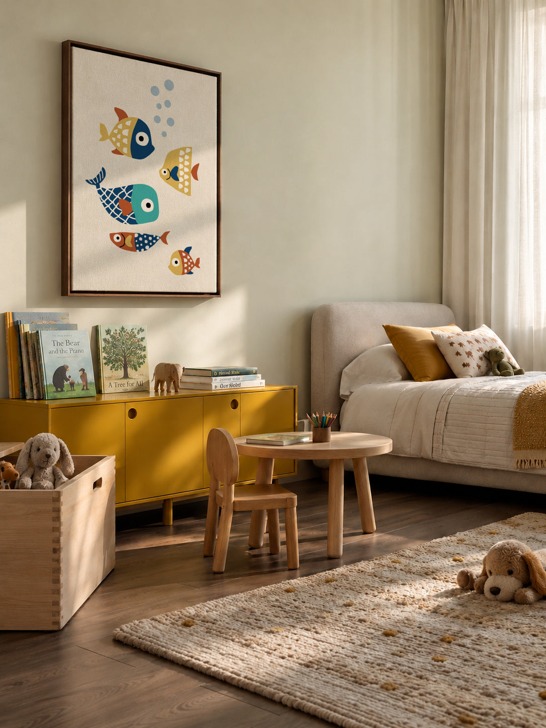 Little Friends - Framed canvas in an interior