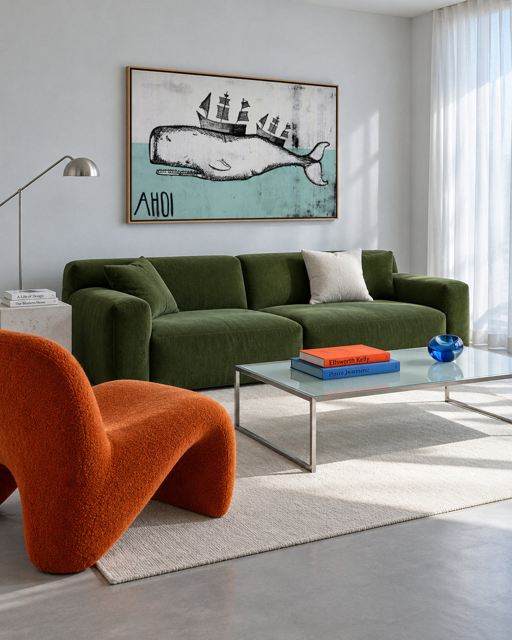 Ahoi Whale - Framed canvas in an interior