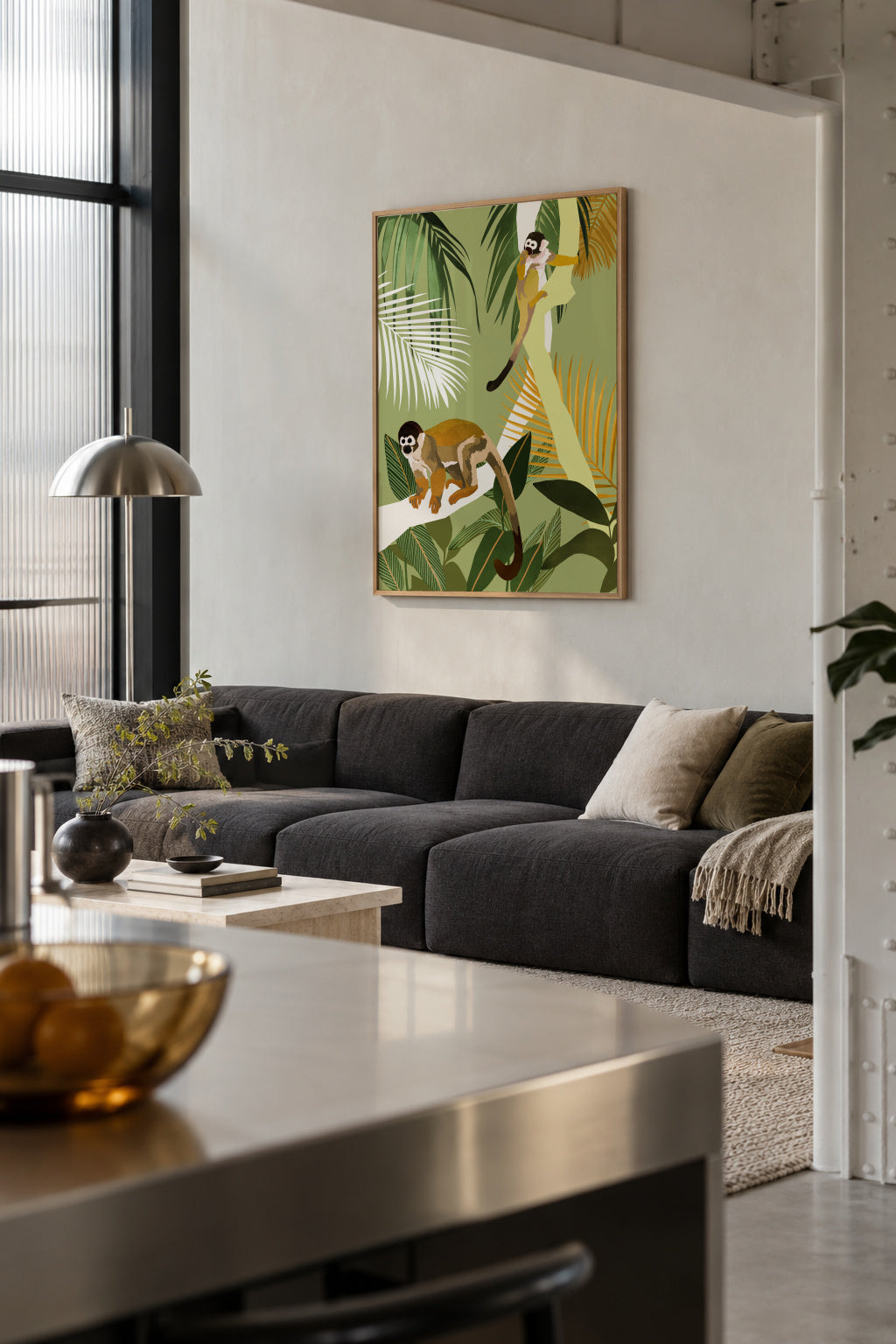 Monkey Friends - Framed poster in an interior