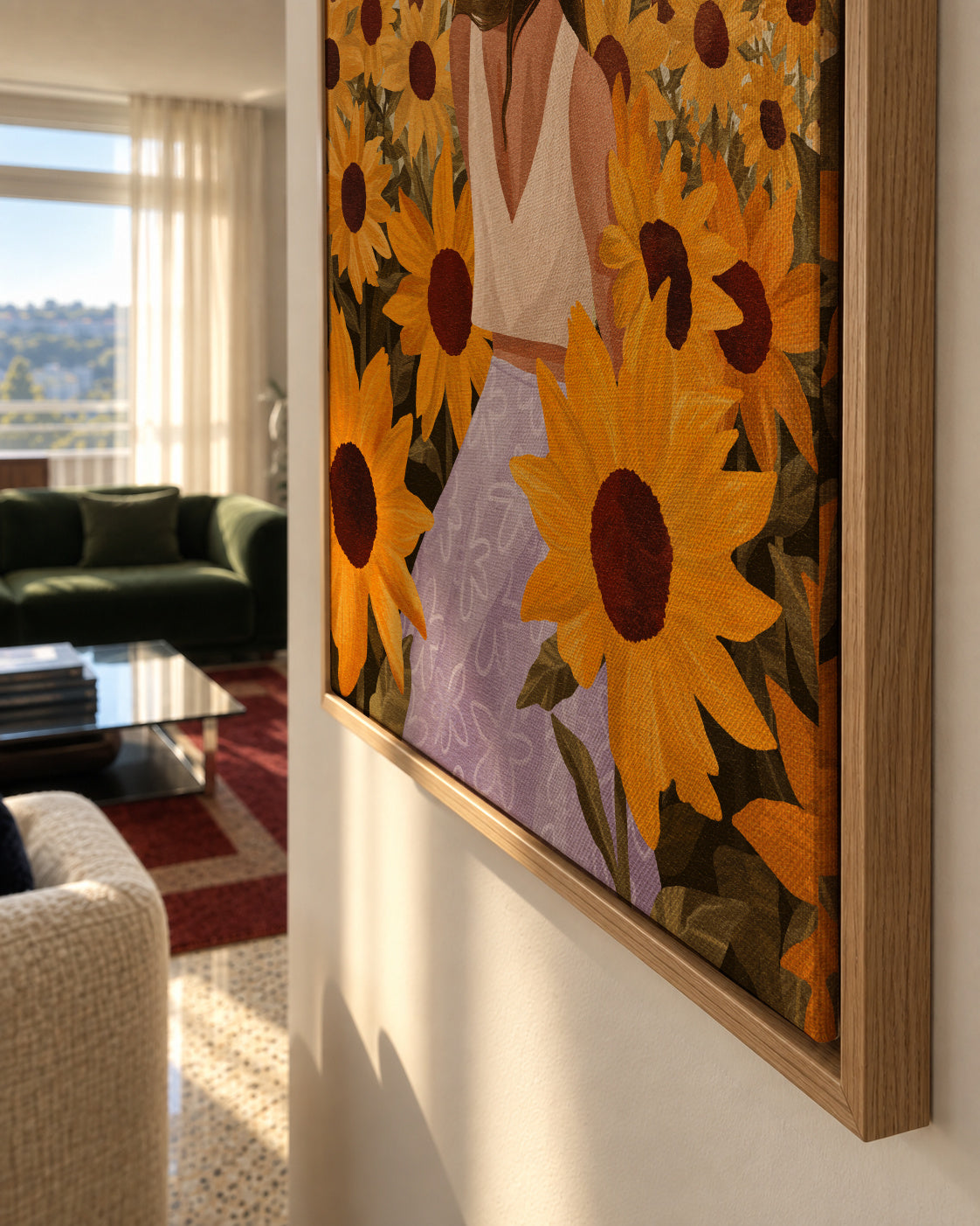 Sunflower Evenings - Framed canvas detail