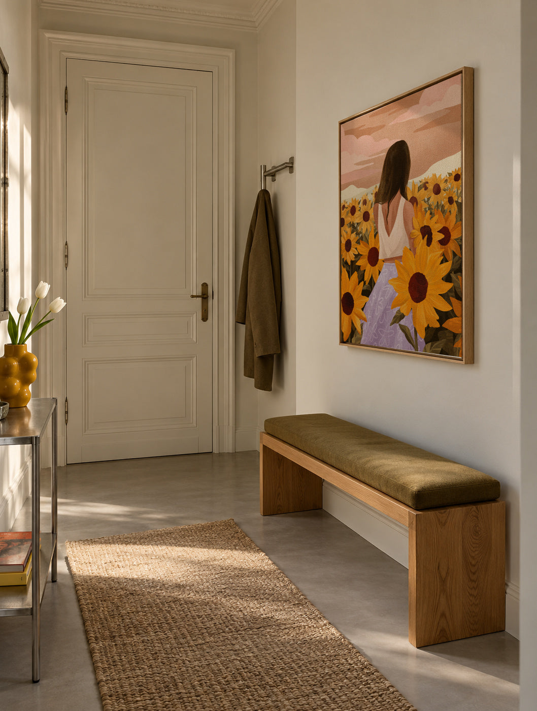 Sunflower Evenings - Framed canvas in an interior