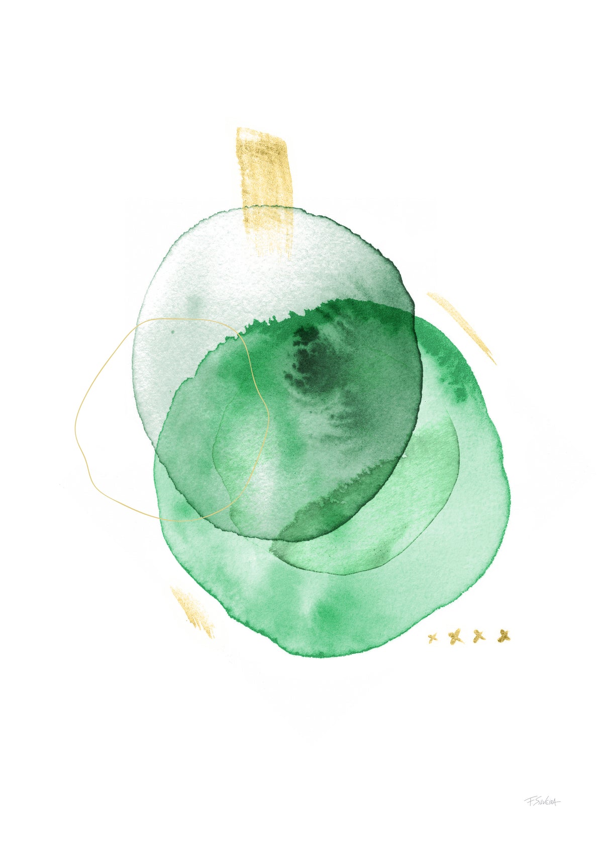 GIROS EN VERDE Y ORO - Unframed art print