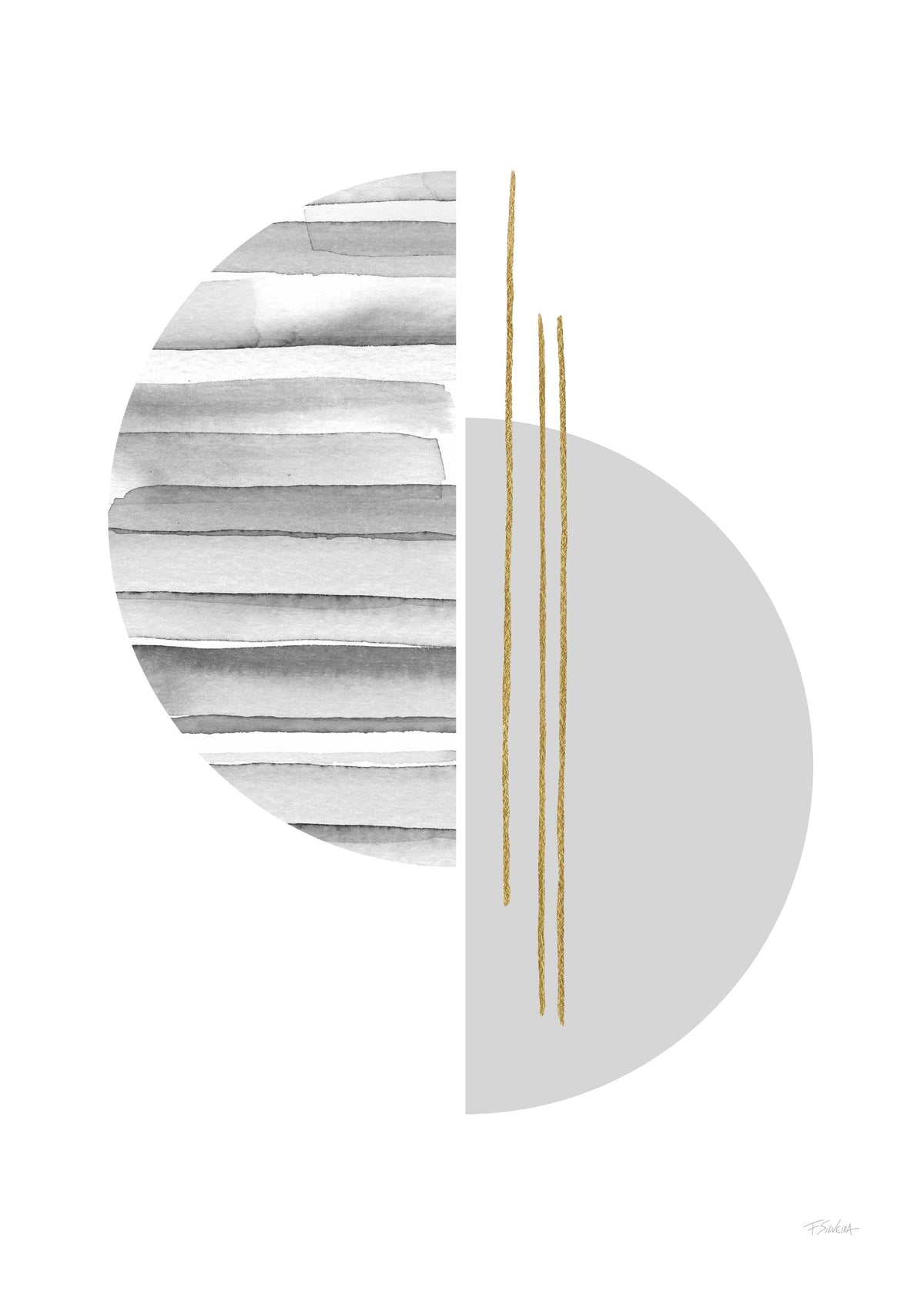 Horizontal lines with gold - Unframed art print