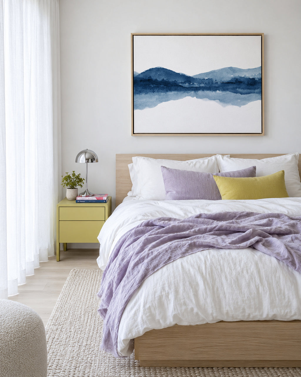 Watercolor landscape N2 - Framed canvas in an interior
