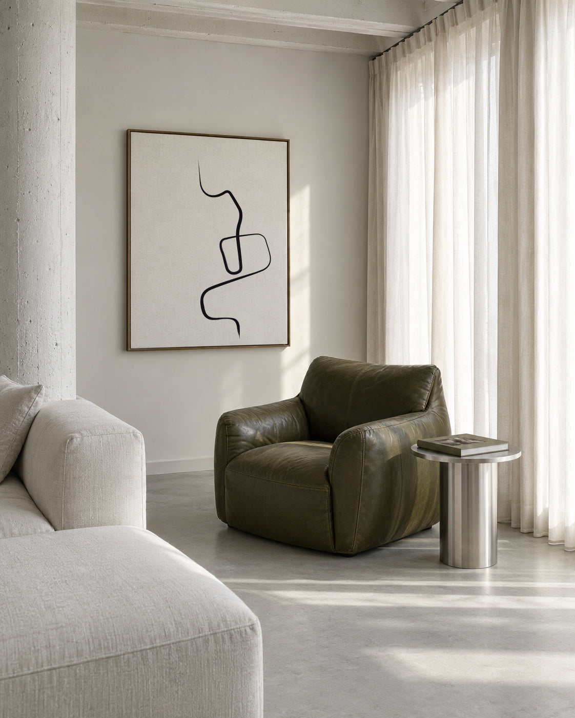 Ink Lines 3 - Framed canvas in an interior