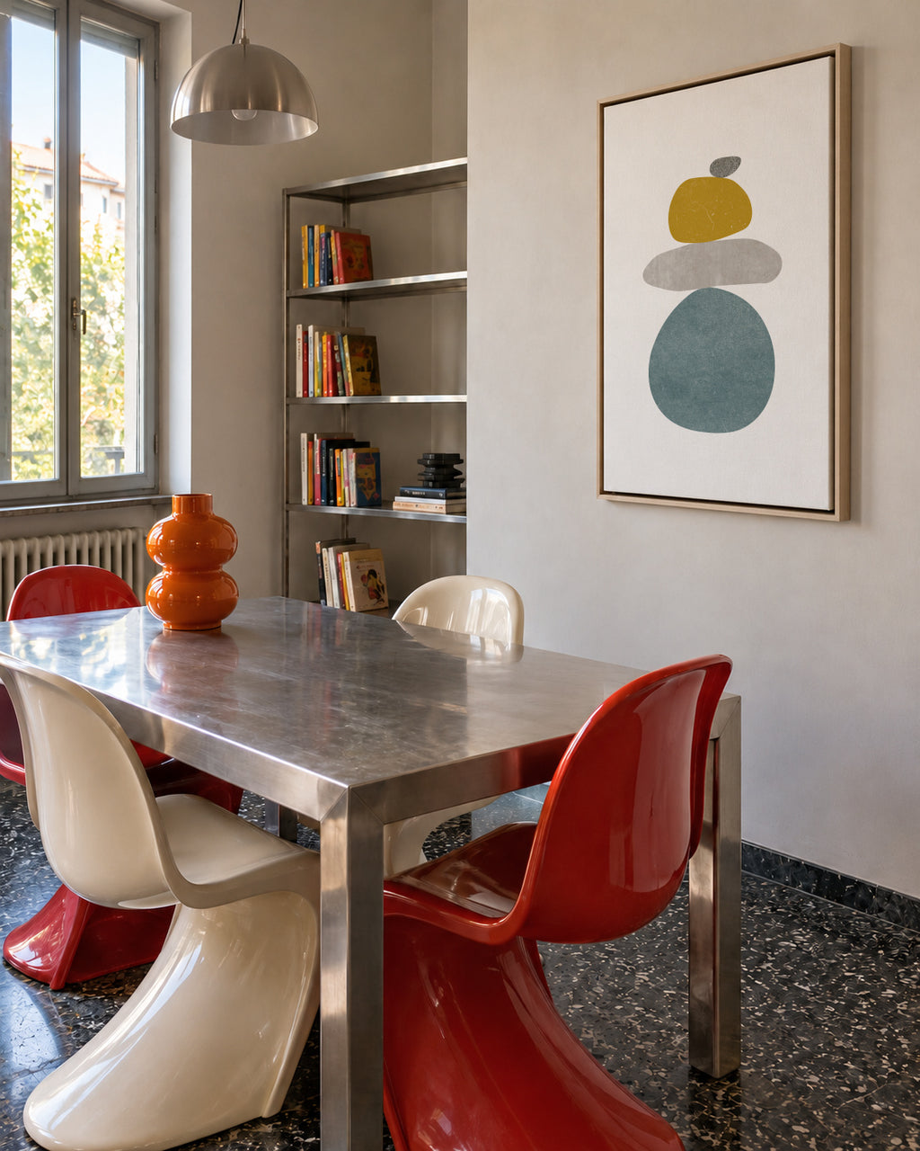 Pebbles N 5 - Framed canvas in an interior