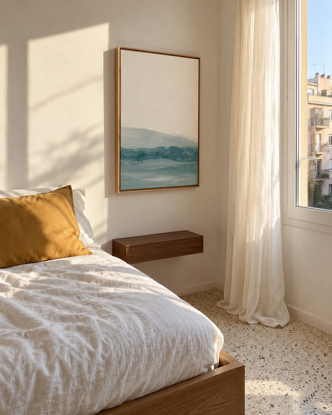 Watercolor Landscape N 21 - Framed canvas in an interior