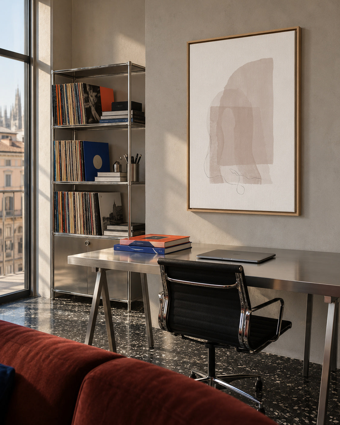 Abstract N 37 - Neutral Colors - Framed canvas in an interior