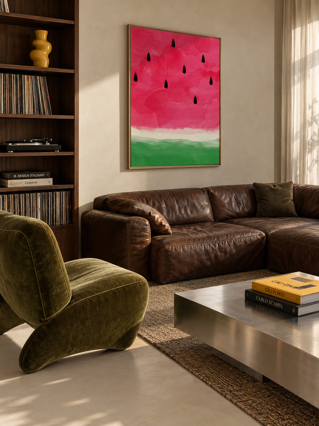 Watermelon abstract - Framed canvas in an interior