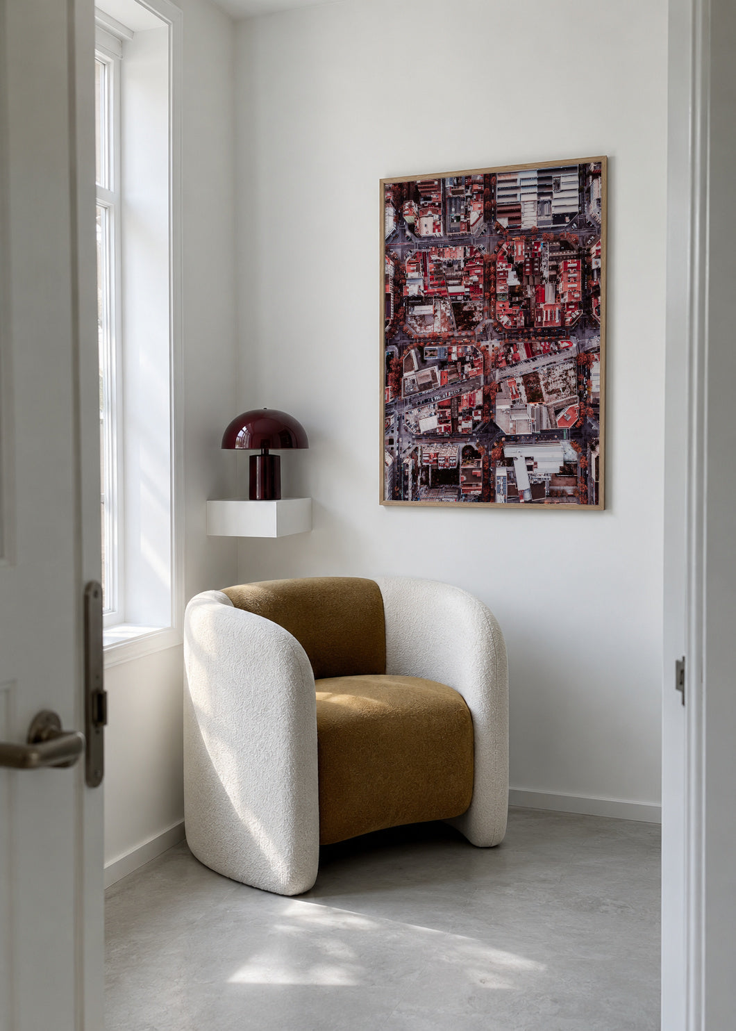 Red Barcelona - Framed poster in an interior