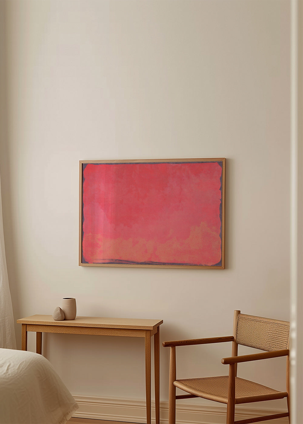 Minimal Abstract Fuschia Colorfield Painting 01 - Framed poster in an interior