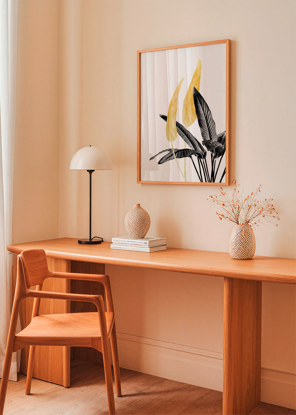 Bird of Paradise Plant Black, White and Gold 01