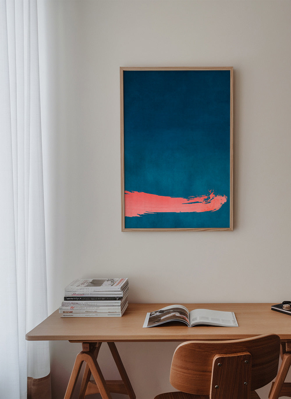 Minimal Landscape Pink and Navy Blue 03