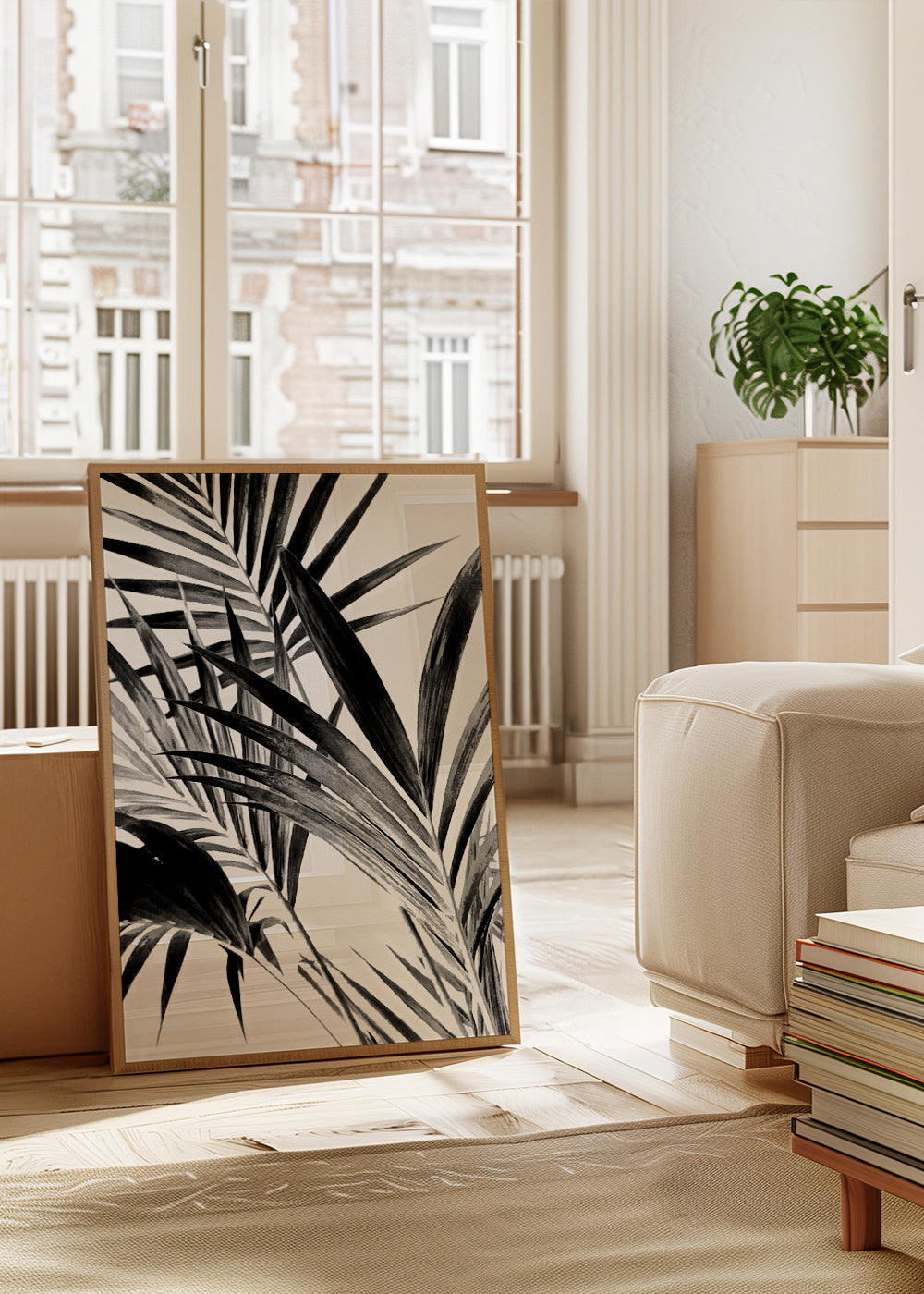 Palm Leaves Black and White 02