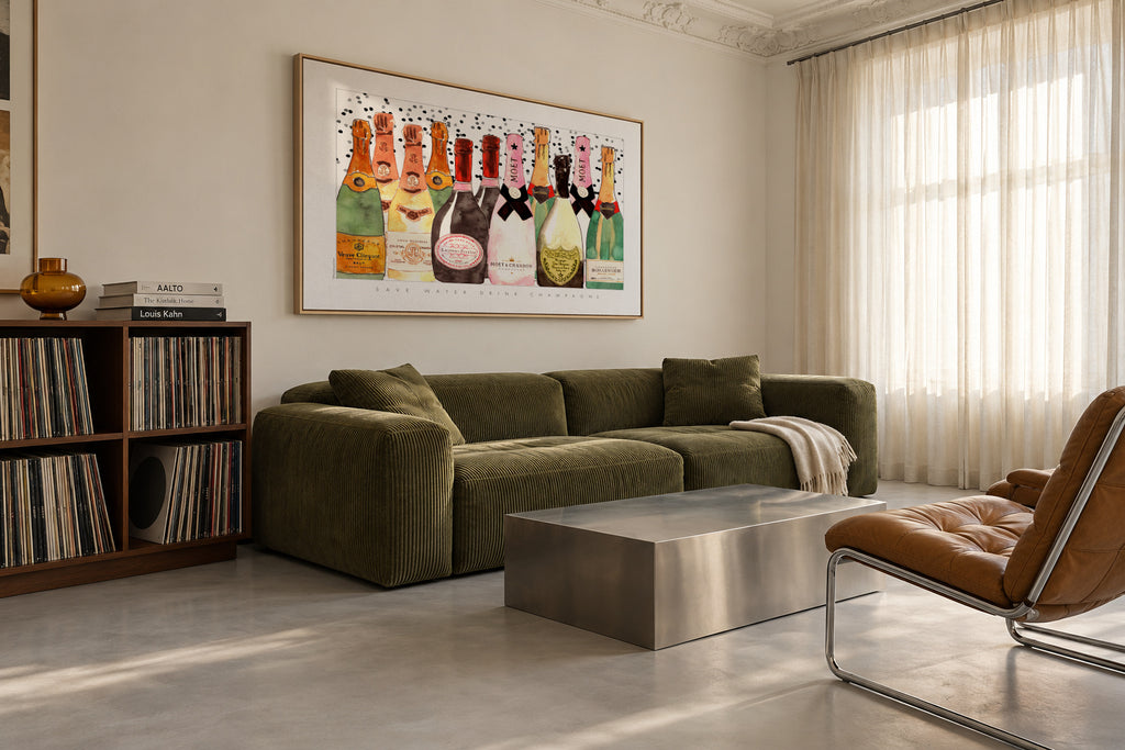 All the champagne - Framed canvas in an interior