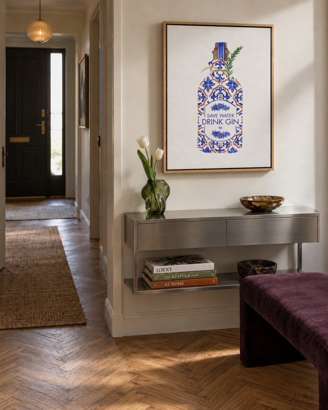 Save water drink gin - Framed canvas in an interior