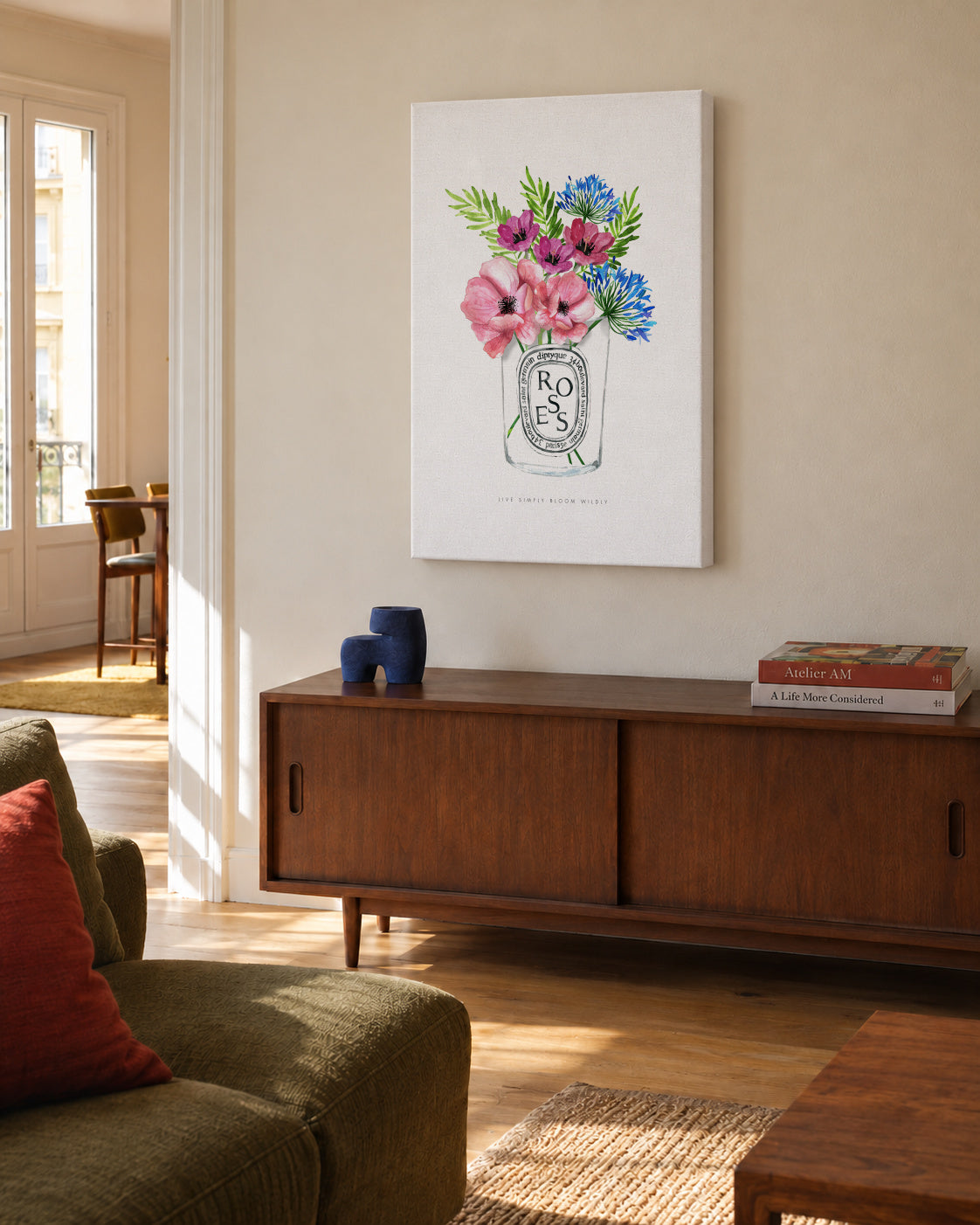 Diptyque Florals - Unframed canvas in an interior