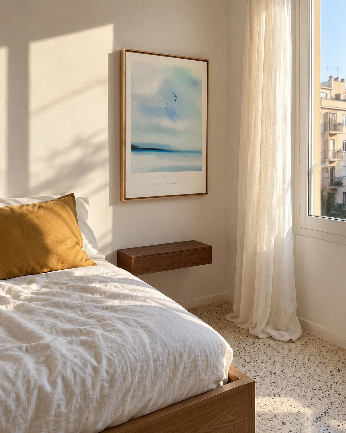 Pure shores - Framed canvas in an interior