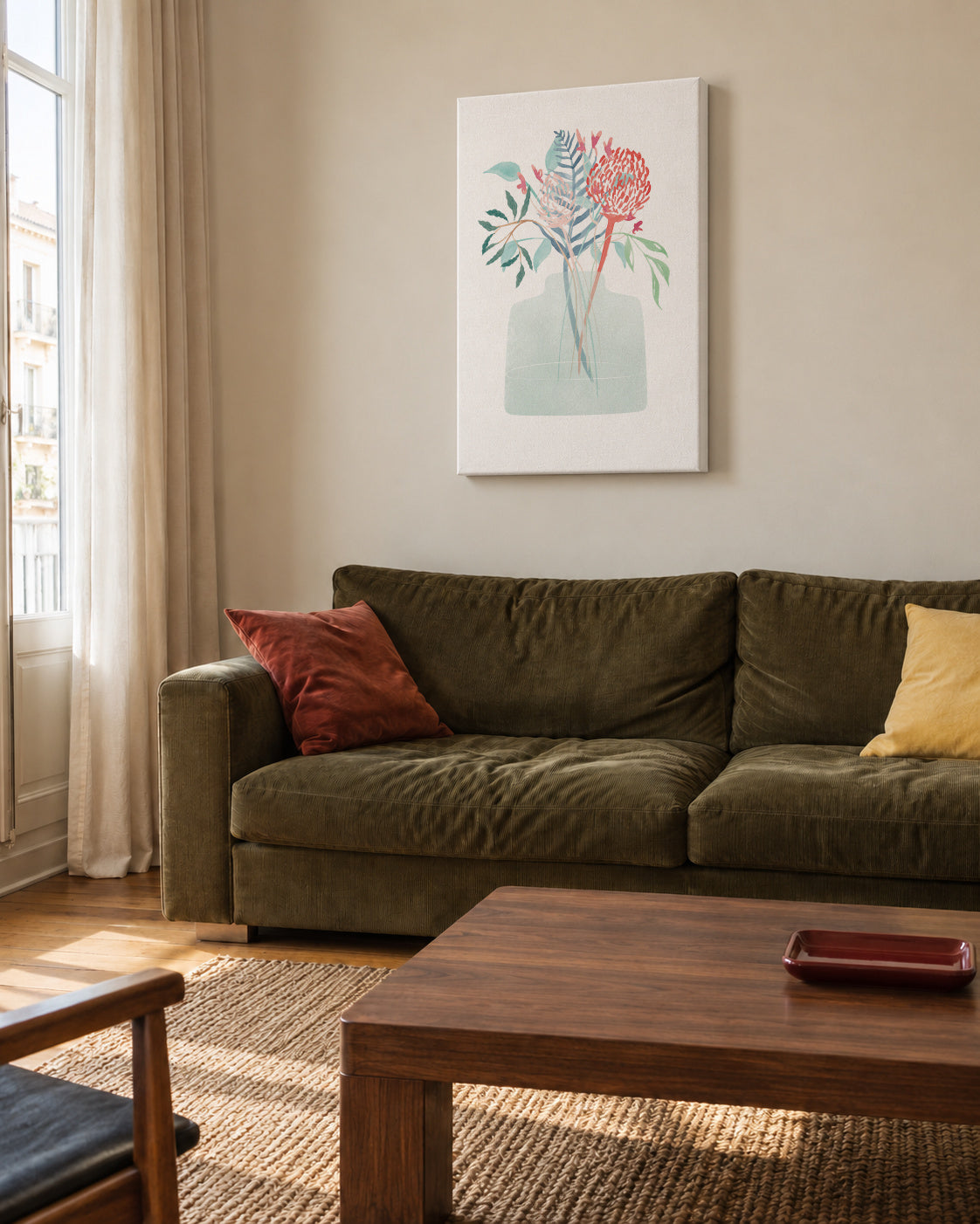 Flower bouquet No.2 - Unframed canvas in an interior
