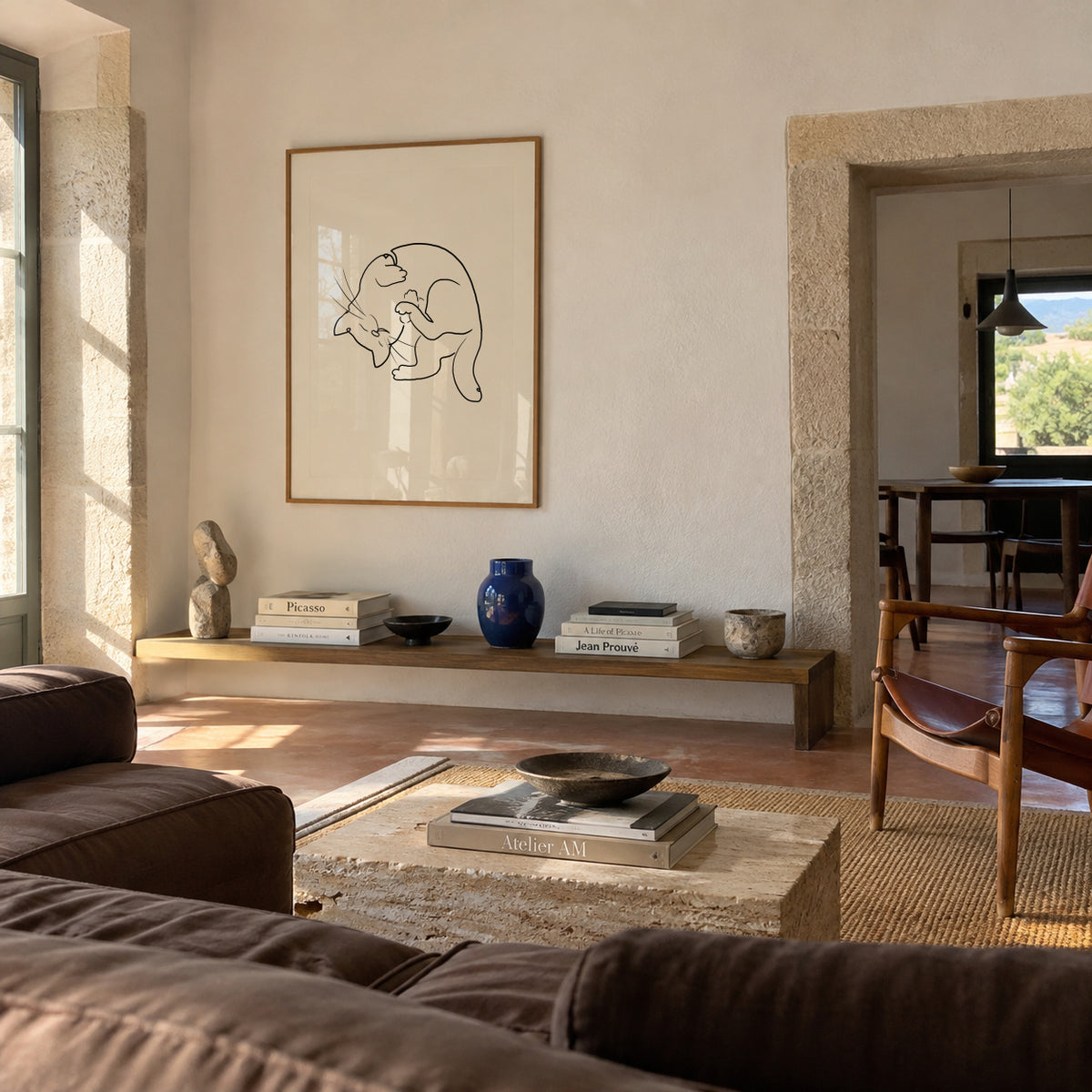 Cat Line No.1 - Framed poster in an interior