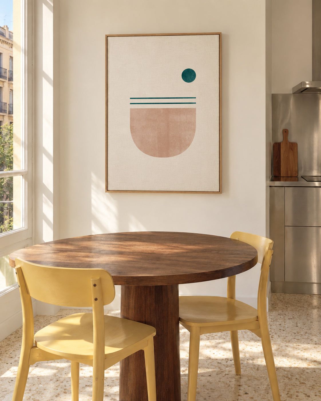 Geometric No 05 - Framed canvas in an interior