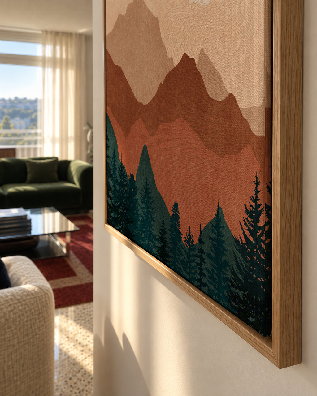 Sunset Peaks 2 - Framed canvas detail