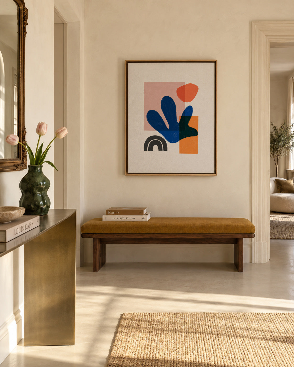 Boho Blue - Framed canvas in an interior