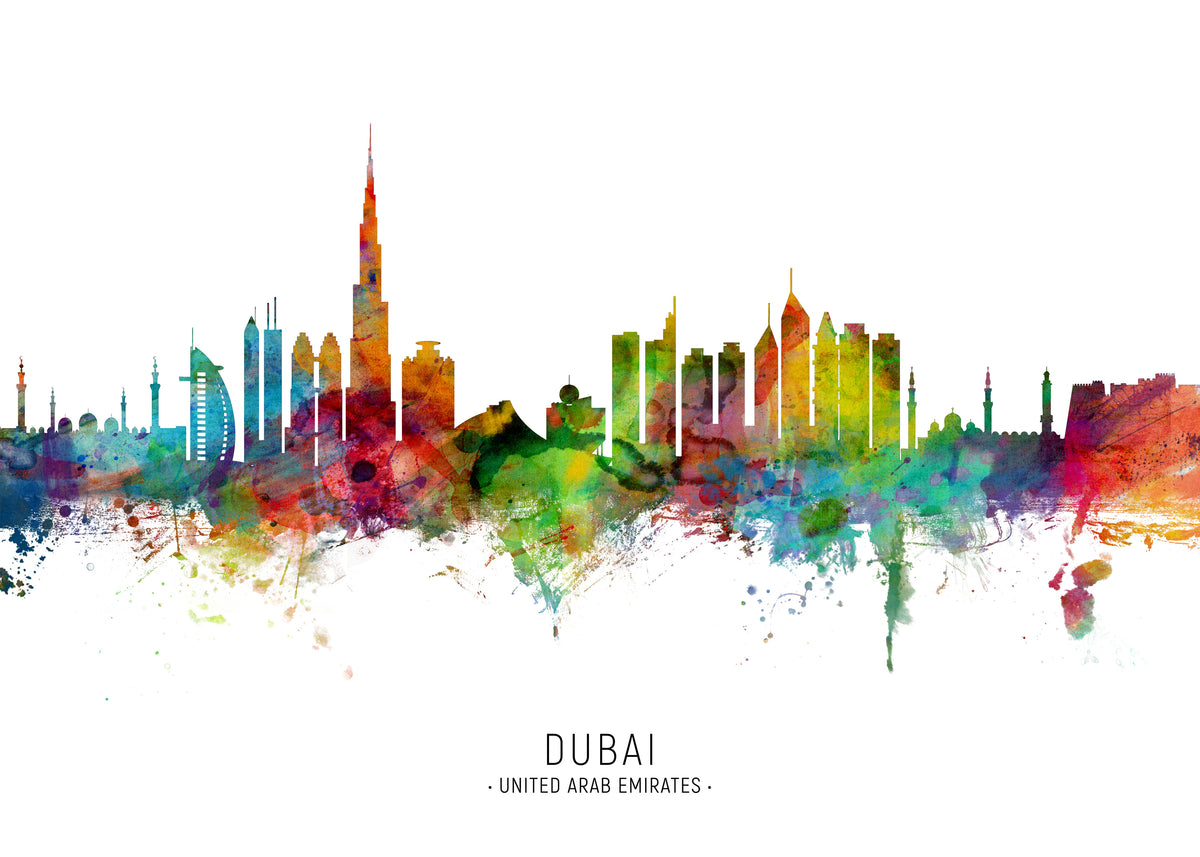 Dubai Skyline multicolor - Unframed art print