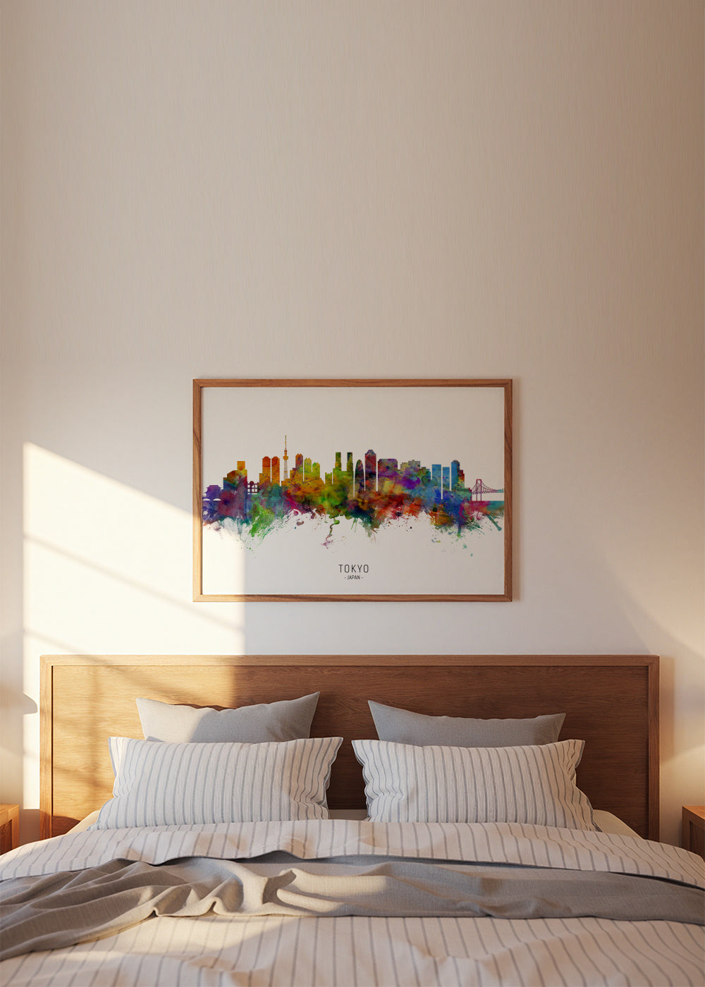 Tokyo Skyline multicolor - Framed poster in an interior