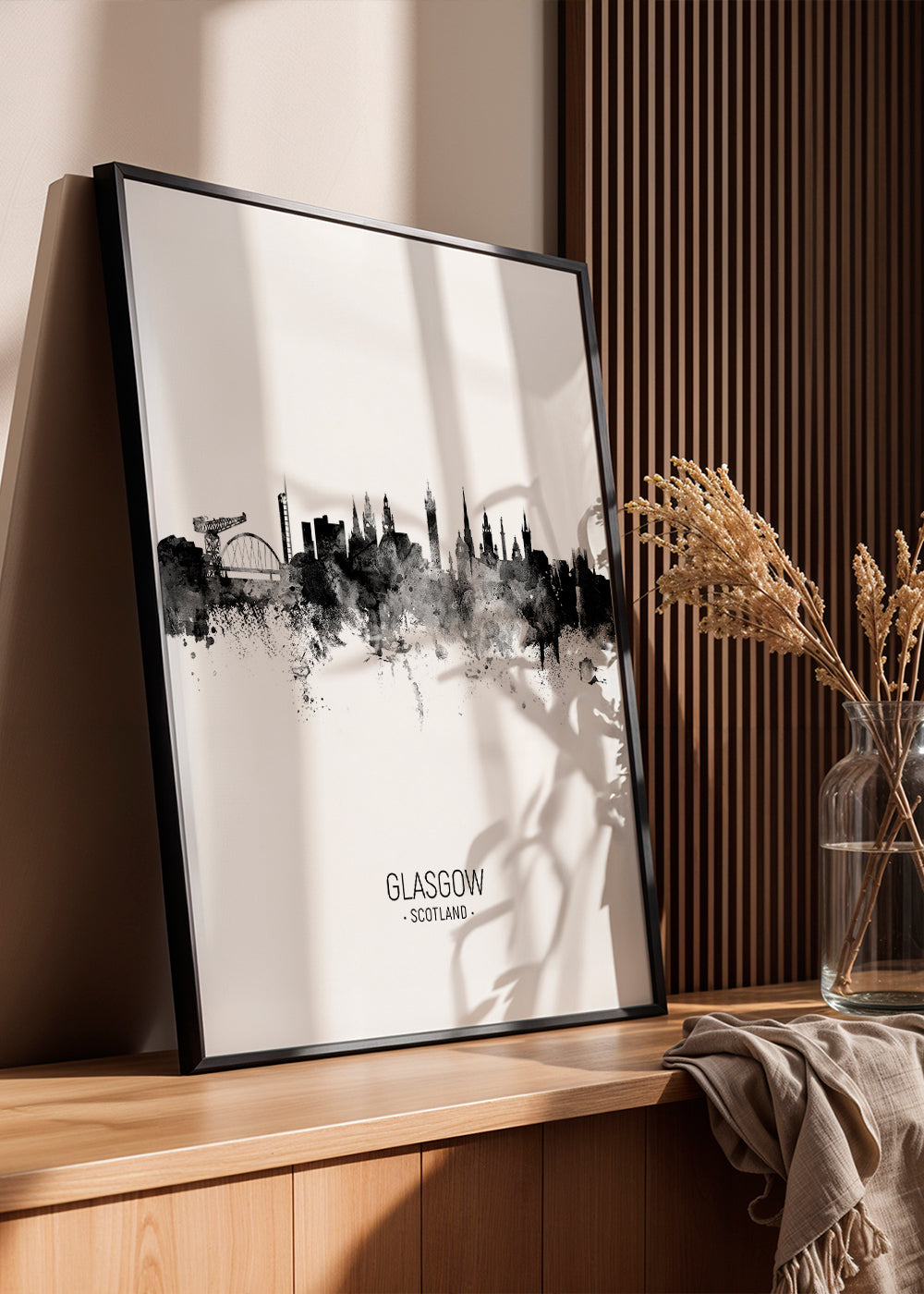 Glasgow Skyline en blanco y negro
