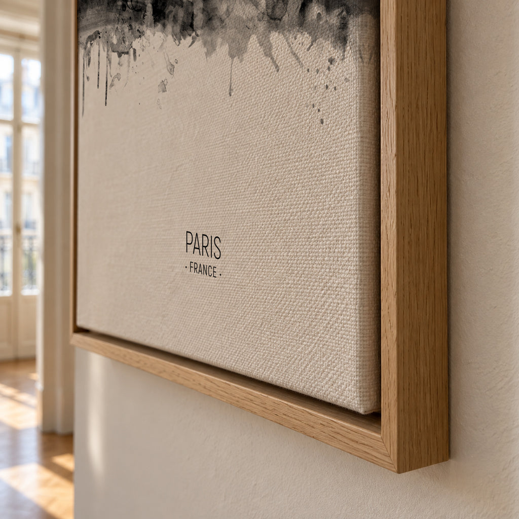 Paris Skyline en blanco y negro - Framed canvas detail