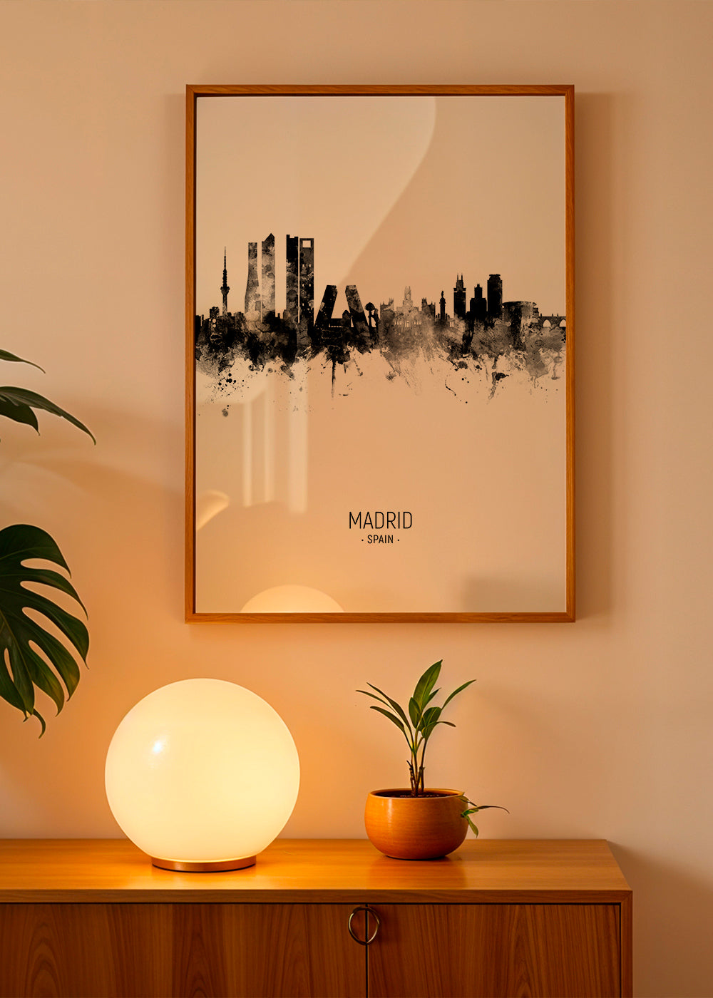 Madrid Skyline en blanco y negro