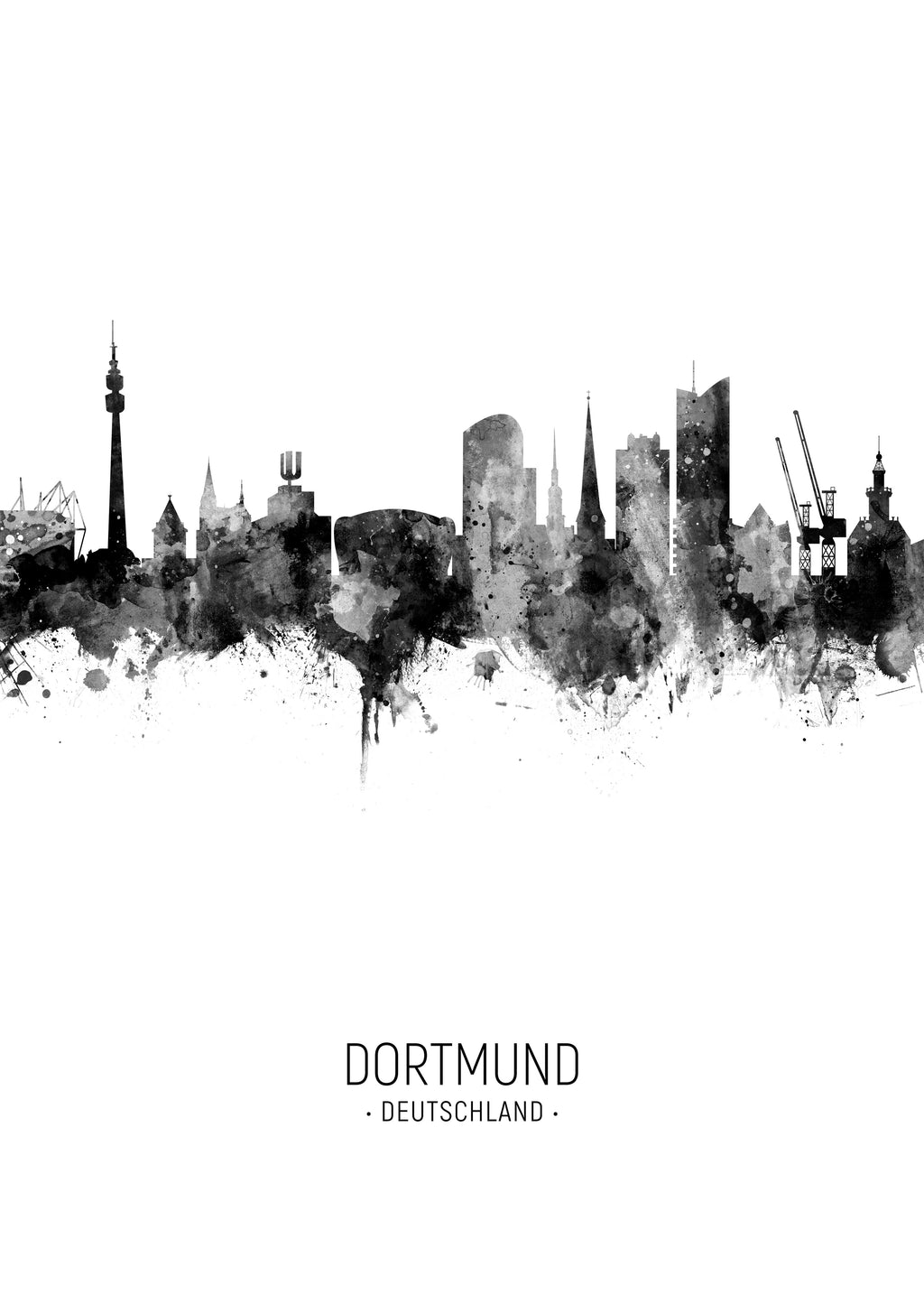 Dortmund Skyline en blanco y negro - Unframed art print
