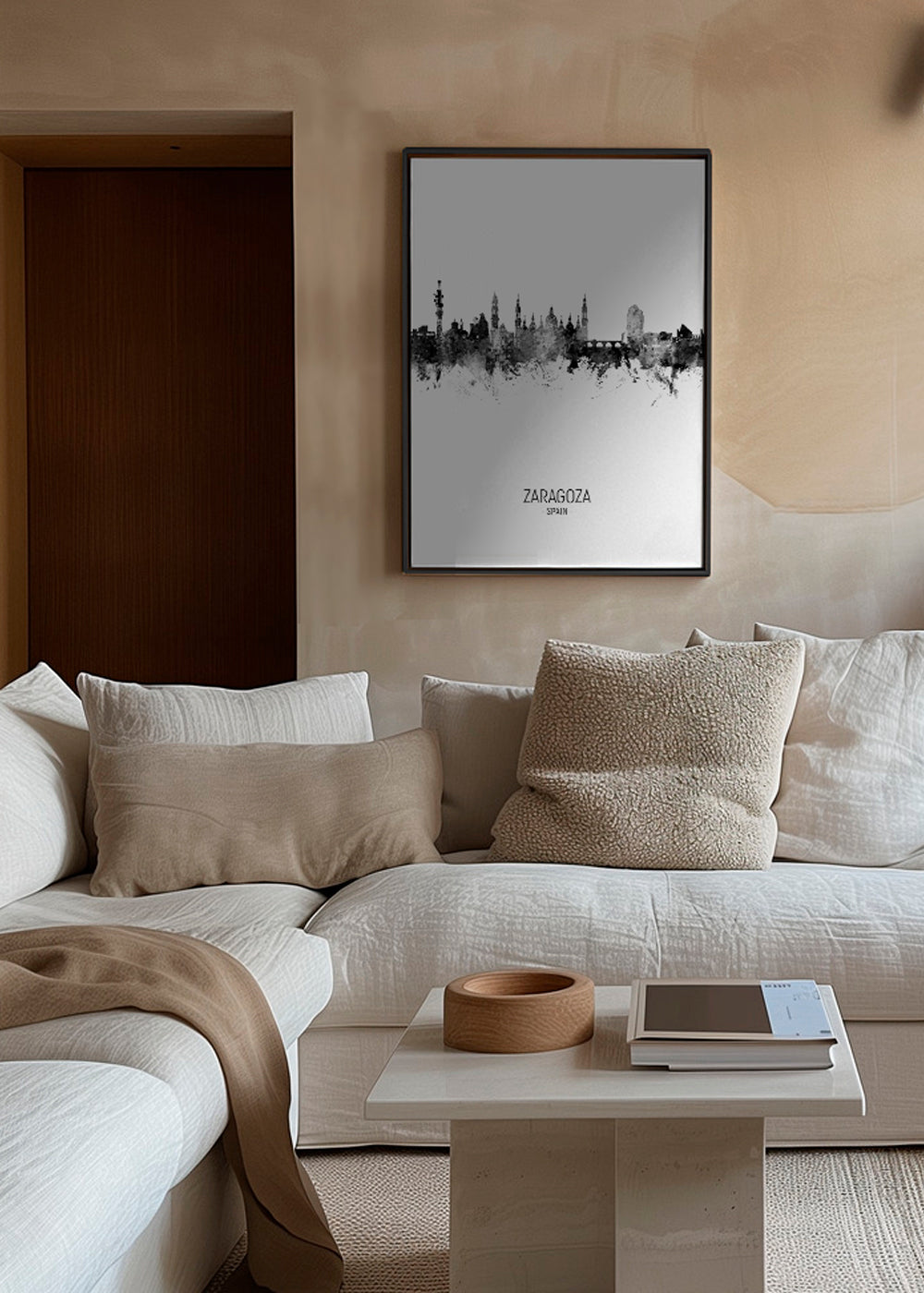 Zaragoza Skyline en blanco y negro