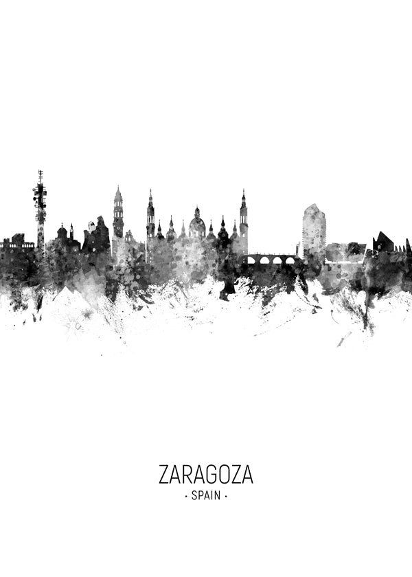 Zaragoza Skyline en blanco y negro